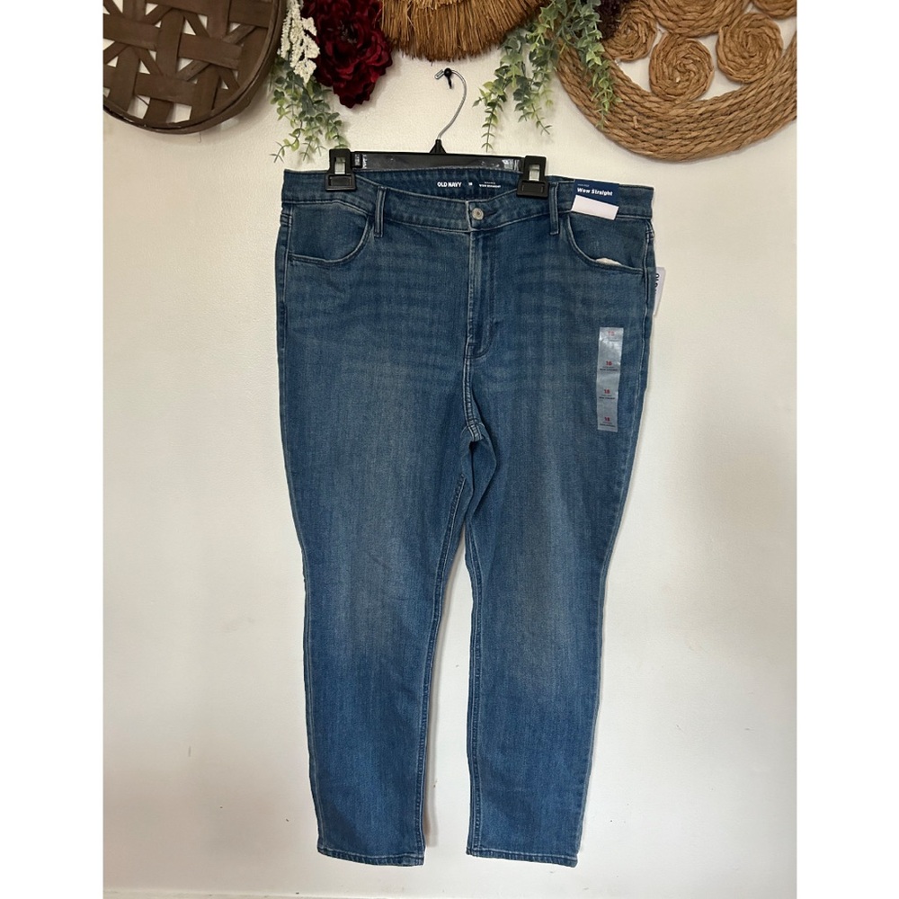Old Navy NWT Blue Denim Jeans size 18 straight leg high rise